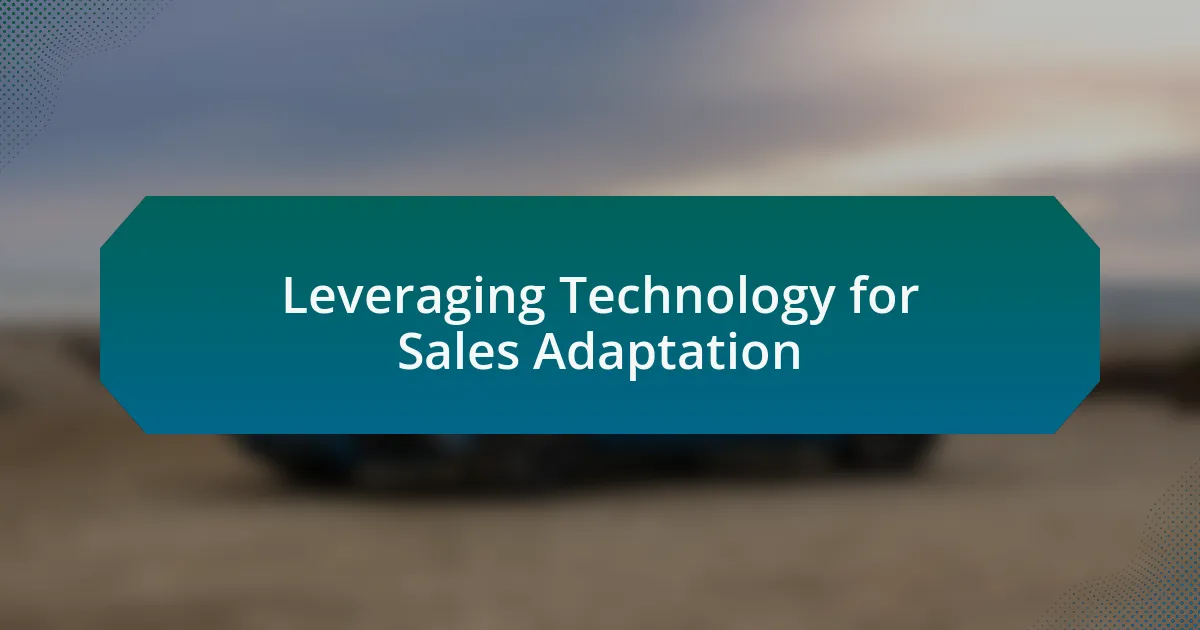 Leveraging Technology for Sales Adaptation