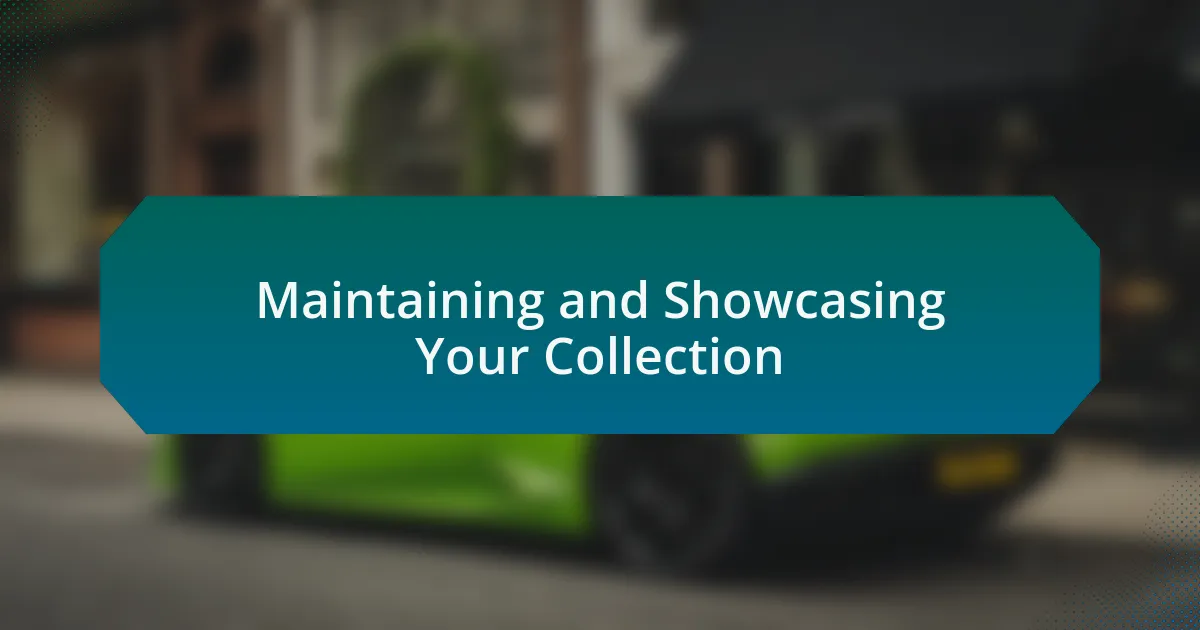 Maintaining and Showcasing Your Collection