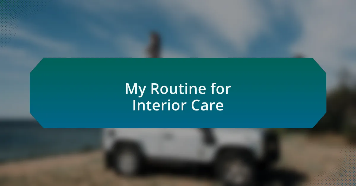 My Routine for Interior Care
