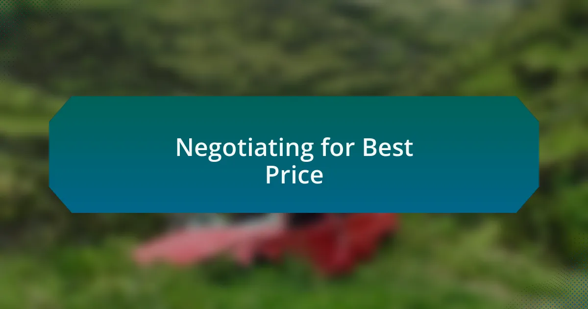 Negotiating for Best Price