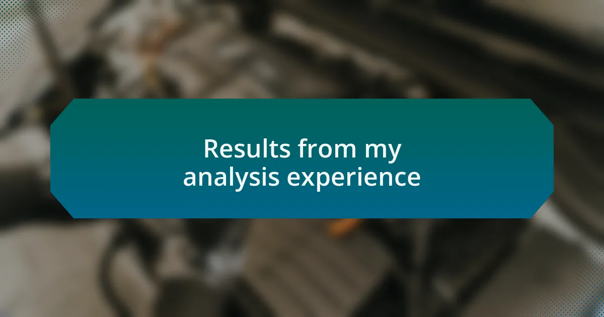 Results from my analysis experience